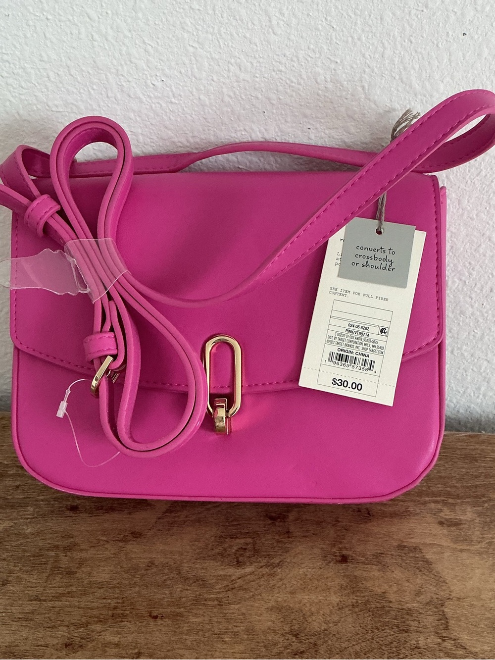 a new day Bright Pink Crossbody Bag with Gold Hardware
